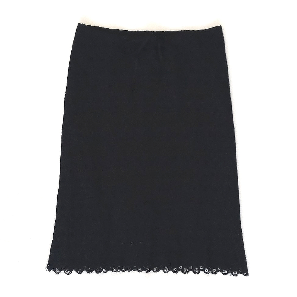 Elegant Max Studio Black Lace Crochet Rayon Silk Skirt w/ Drawstring Waist XS